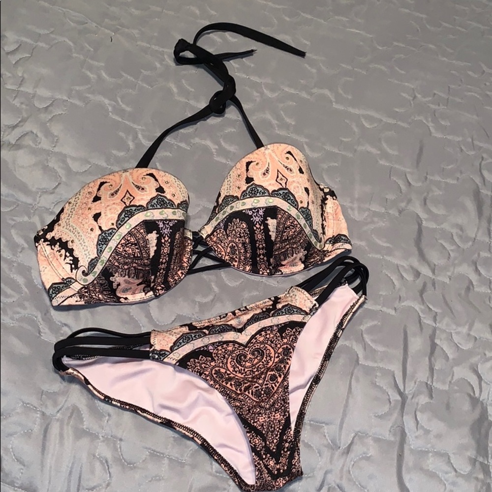 Victoria’s Secret Pink and Black Rhinestone Bikini